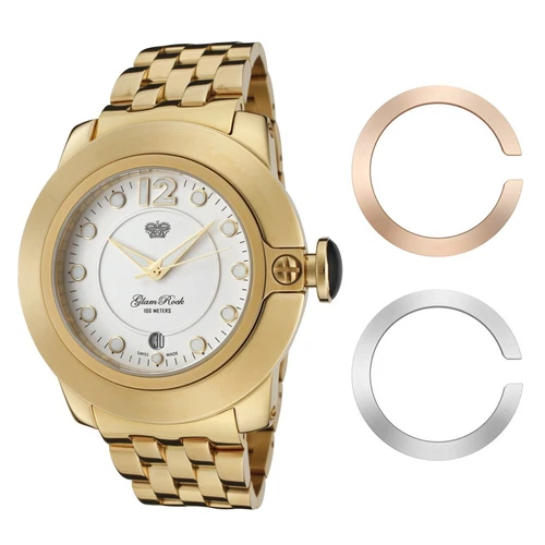 Glam Rock Gold Plated Case Casual Wristwatches