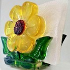 Vintage Retro MCM Lucite Acrylic Daisy SunFlower Napkin Letter Holder 1960's