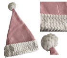 Christmas Bling Santa Hat Pink w/ White Faux Fur Trim & Pom-Pom