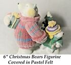 6" christmas Holiday  bears figurine Covered in Pastel Felt