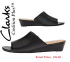 Clarks Cushion Plus™ Women's Size 8 Leather slip on low heel wedge slide sandal