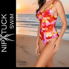  Nip Tuck Swimsuit Size 10 One Piece Floral Swimsuit Orange 