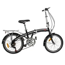 Folding Bike 20" Shimano 6 Speed Bike Fold Storage Black College School Black