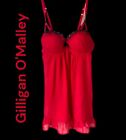 Gilligan O'Malley Size S/P Red & Black Sheer Babydoll Chemise Nightgown Lingerie