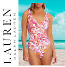 MSRP $169 Lauren Ralph Lauren Paisley Ruffle Tummy Control One Piece Swimsuit 4