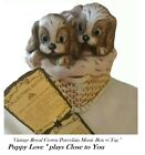 Vintage Royal Crown Porcelain Music Box w/Tag " Puppy Love " plays Close to You