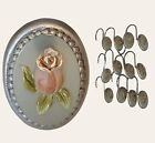 12 Shabby  Chic / Victorian Roses floral cameo bathroom shower curtain  hooks