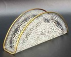 Vgt German Crystal Glass Filigree Lace Doily Napkin Holder / Mail Organizer