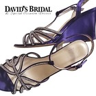 David's Bridal 8.5 Purple Satin Crystal Jewel Rhinestone Strappy Wedges Sandals 
