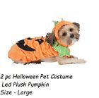 Pet Halloween Thanksgiving Holiday Plush Costume Led Light UP Pumpkin - Large