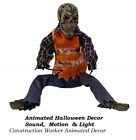 Animated Light Sound Motion 14" Skeleton Construction Worker getting Electrocute