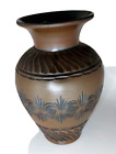 deutsche Handarbeit TON Vase glasiert Töpferware grau braun Petrol 30cm