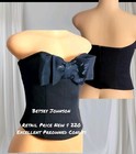 $220  Betsey Johnson Size 2 - Sexy Black Satin Bow Bustier Corset Top