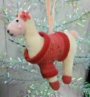 5" Pink Plush Baby Glitter Llama Alpaca Christmas Ornament / Everyday Ornament 