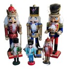 6 Glitter,Jeweled Wooden Nutcracker Figurine Display King Soldier Drummer