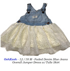 OshKosh B’gosh Denim Overall Jumper Dress w/ Tulle Skirt 12 - 18 M