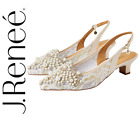 J. Renee Shoes 6.5 Strovanni Bejeweled Rhinestone Crystal Pearls Satin Pump