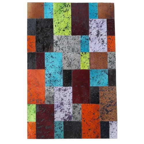 Tapis multicolores en forme rectangle en cuir pour la maison