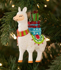 Glitter Llama Alpaca w/ Presents Gift Boxes Christmas Tree Ornament