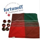  6  Fortunoff Christmas Holiday 100% Cotton Napkins New & Napkin rings set Of 6