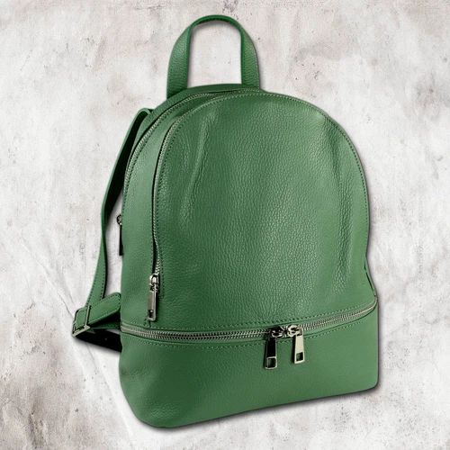 Sac à dos à main verts cuir pour femme