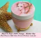 HTF- 1950 Vintage Shabby Chic Princess Pink Milk Glass Footed Perfume vanity Jar