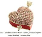 Red Crystal Rhinestone Heart Trinket Jewelry Ring Box Love Wedding Valentine Day