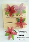 Pottery Barn Christmas Napkin Rings 3 Dimensional Beaded Poinsettia Flowers