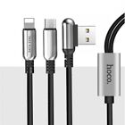 3-in-1 charging Cable cord Lightning Micro-USB for Samsung iPhone black 5 ft