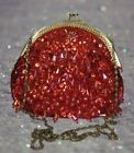 Women's  Red Beaded Sequin Wedding Party Formal  Prom Vintage Evening Bag 