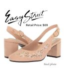 Easy Street Women's Dainty Suede Floral Embroidered Slingback Pump Heel Size 9