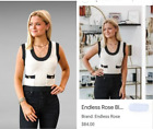 NWT $89  Endless Rose Cropped Top Knit Black OutLine Sweater Vest Tank Top ( M )