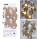 Easter Burlap Bunny Rabbit 10 LED String Lights Garland BATTERY OPERATED 