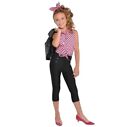 1950s Greaser Pink Ladies Children's Large shirt faux leather leggings headband