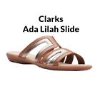 Clarks 9.5 ultimate comfort Ada Lilah Slide Leather Strappy Slip On Sandal Shoes