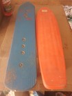 A Pair of Vintage Skate Boards-1 Blue Wooden/1 Orange Heavy Plastic