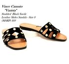  Vince Camuto Vazista Stud Slide Flip Flop Sandals Black Suede Leather size 8