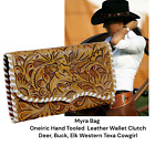 Myra Bag Oneiric Hand Tooled Wallet Clutch Deer, Buck, Elk Western Texa Cowgirl