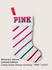 Victoria's Secret Limited Edition Candy Stripe Plush Sherpa Stocking PINK LOGO