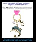 4" Gold Plating Colorful Crystal Rhinestone  Dolphin Key Chain Purse Fob