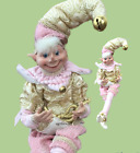 NWT ROBERT STANLEY CHRISTMAS ELF POSEABLE  Elf Fairy DOLLS 16" Shabby Chic Pink
