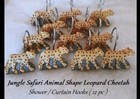 Jungle Safari Animal Shape Leopard Cheetah Shower / Curtain Hooks 12 pc