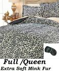 Soft & Cozy Reversible Black White Long Hair Plush MINK Fur Comforter Set Queen