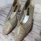 Vgt J. Renee Iridescent Champagne Mesh Leather Shoes Chucky Block Heel Pumps 7